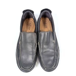 Bass Flex Fit Victor Black Leather Slip On Loafer Shoes Men's Size 11